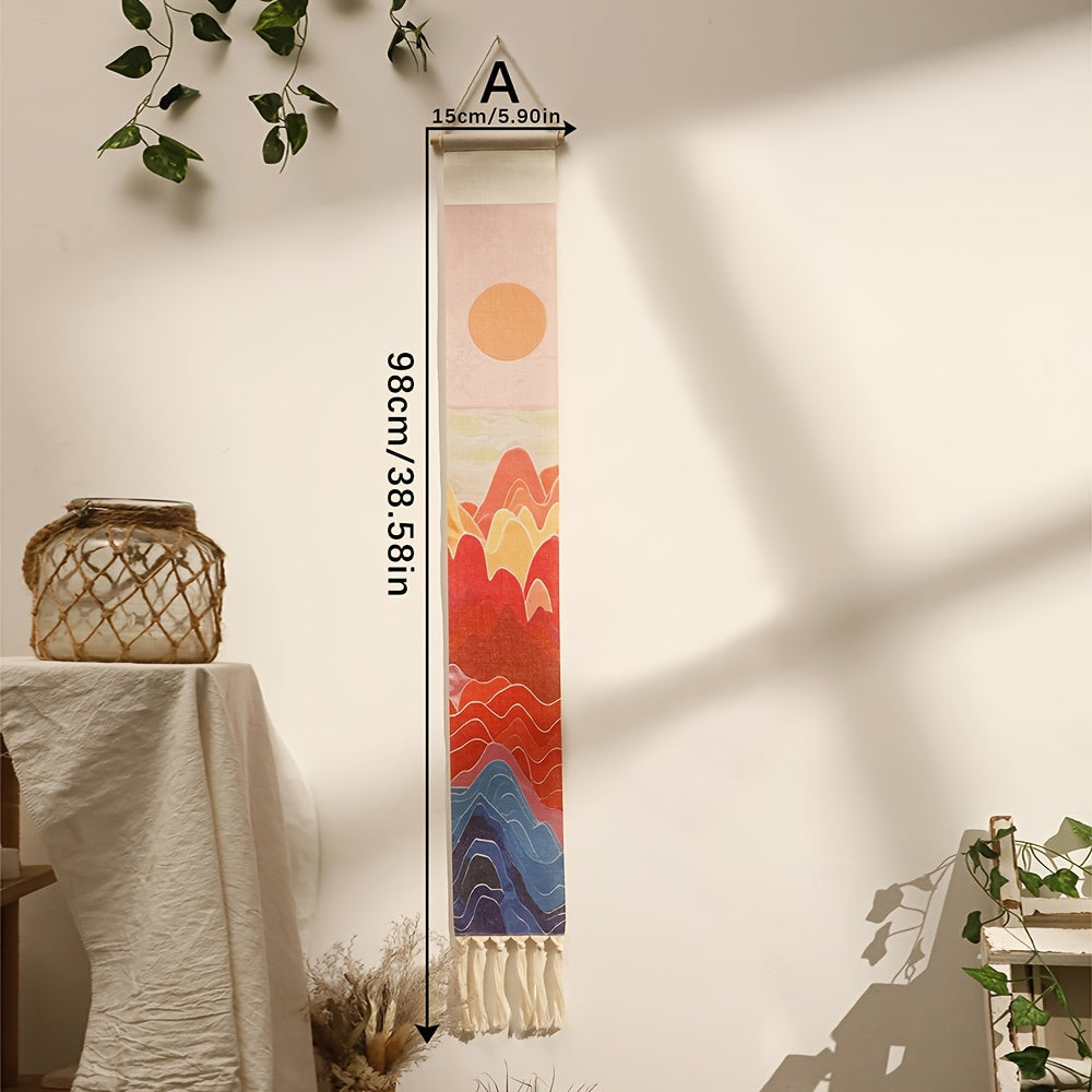 Bohemian Style Wall Hanging Tapestry with Fringe for Living Room Bedroom Bathroom