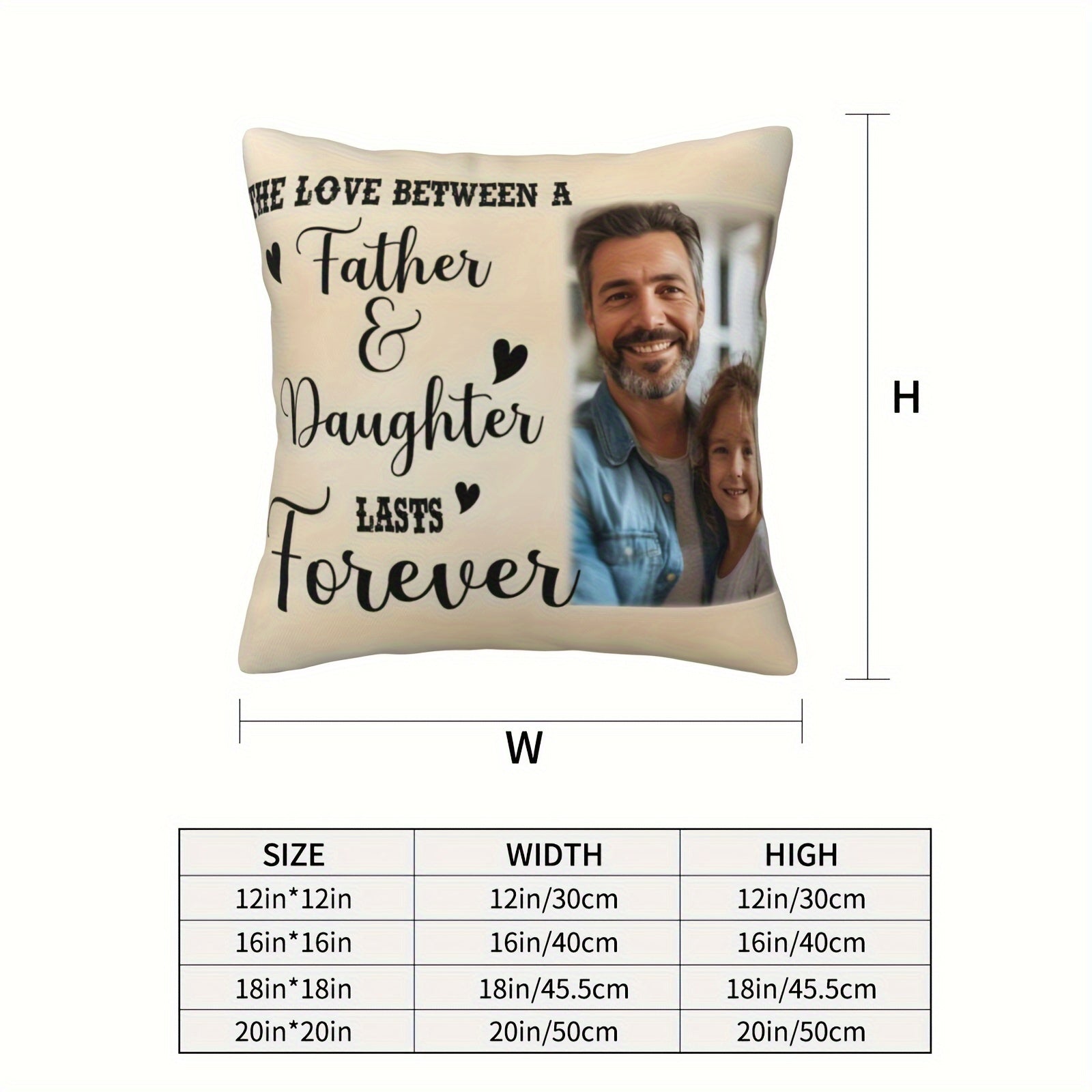 Custom Father Daughter Photo Pillowcase Soft Polyester Gift for Dad Home Decor