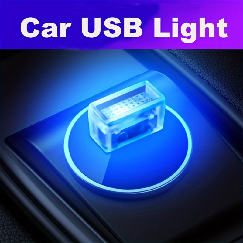 Luz interior de coche LED Mini USB, material ABS, 7 opciones de colores, neón ambiental