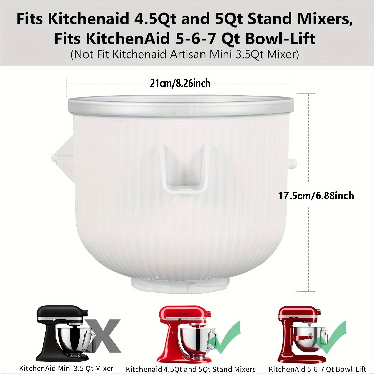 Stand mixer uchun muzqaymoq tayyorlash uchun qo'shimcha, muzli yogurt va sorbet idishlariga mos keladi