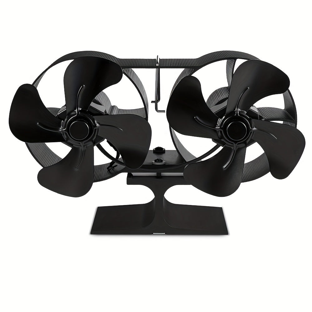 Wood Stove Fan Dual Motors Double-Headed Heat-Powered Fireplace Fan for Wood Gas Log Burners