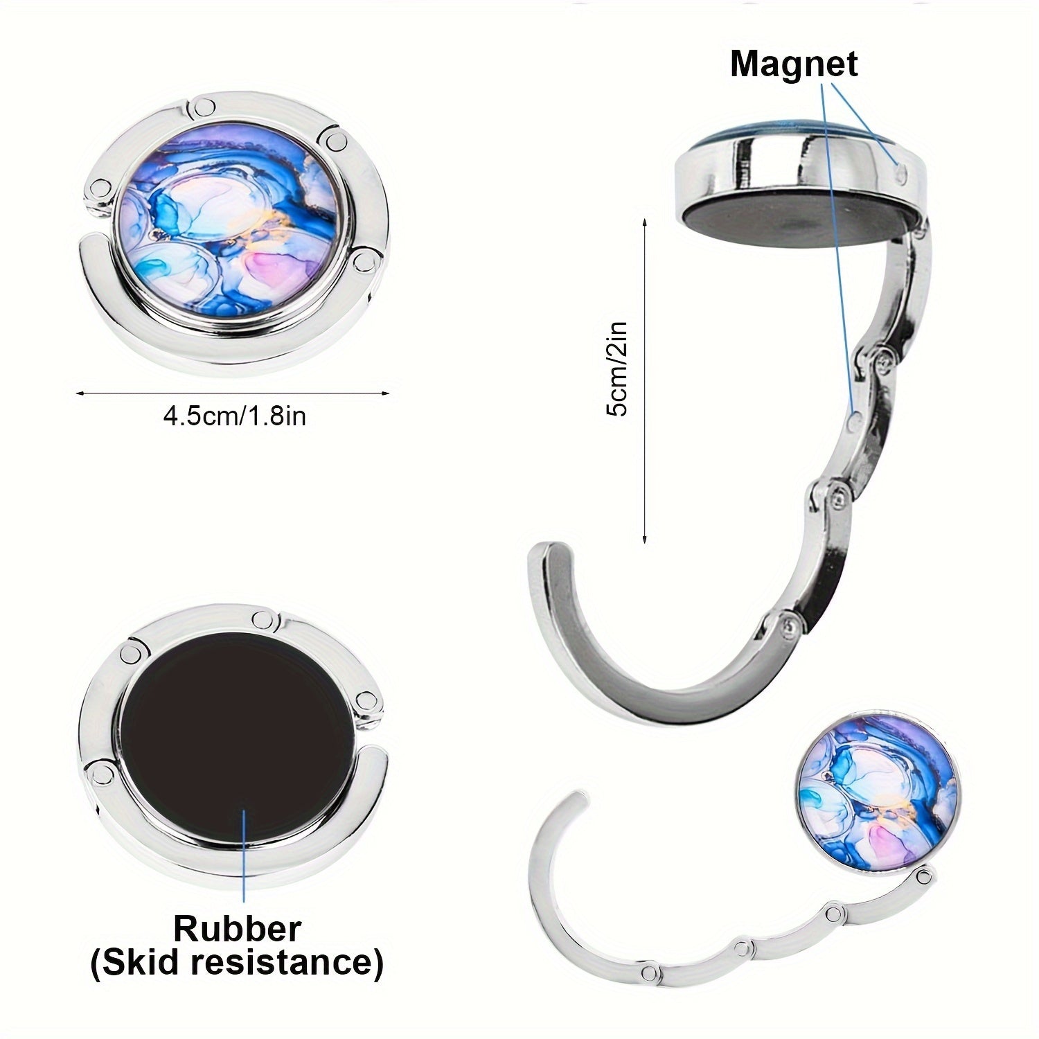 Portable Zinc Alloy Bag Hooks Set Foldable Heavy Duty Tabletop Organizer