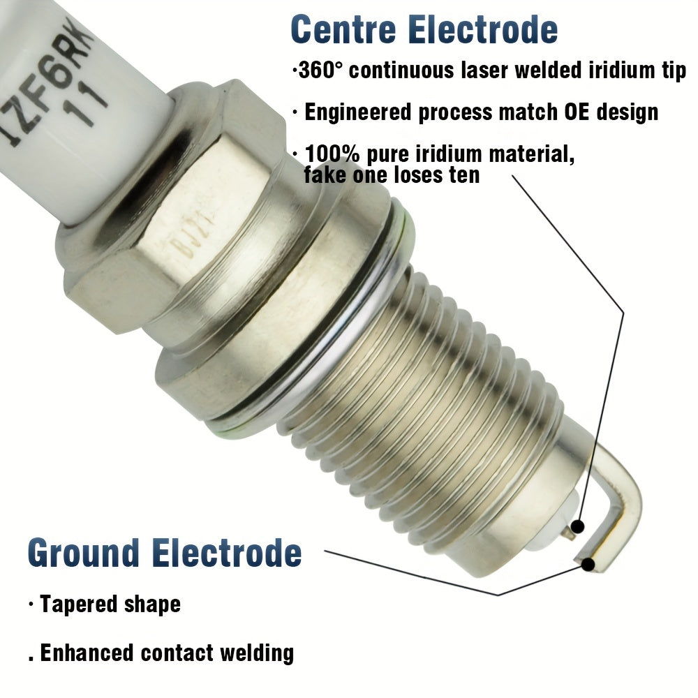 4 Pack Iridium Spark Plugs for Cars Replacement High Performance Durable