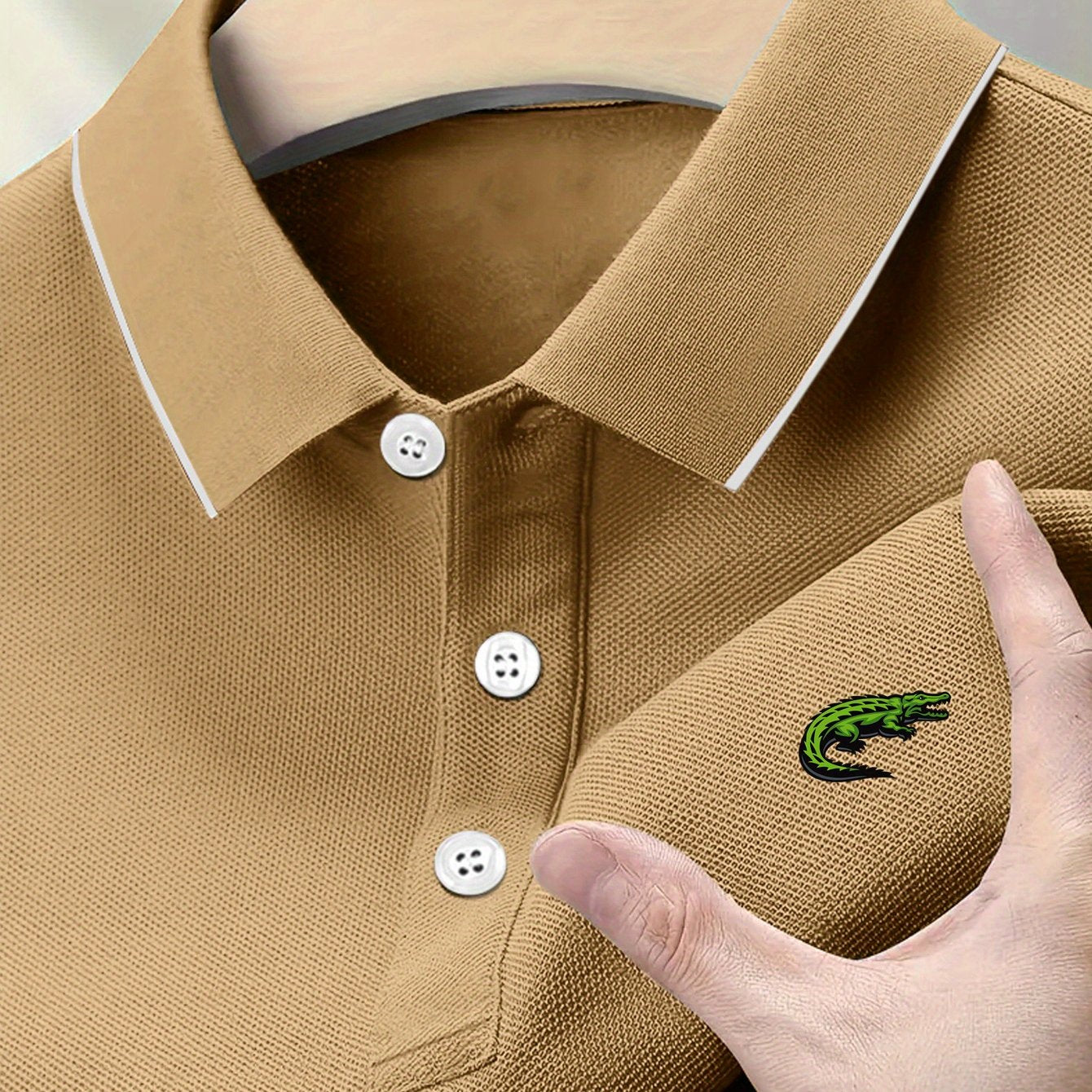 Men's Short Sleeve Print Golf Shirt for Business Casual and Tennis Training