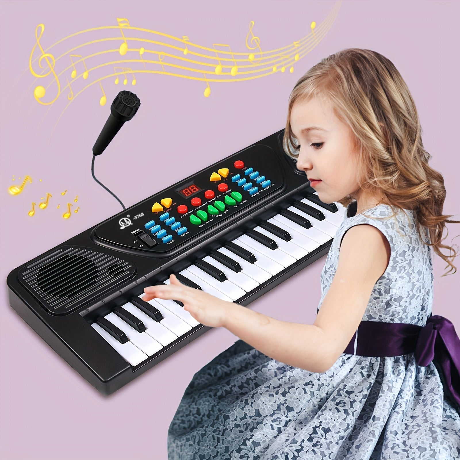 Electronic Keyboard for Beginners 37-Key Portable Music Toy with Microphone for Teens