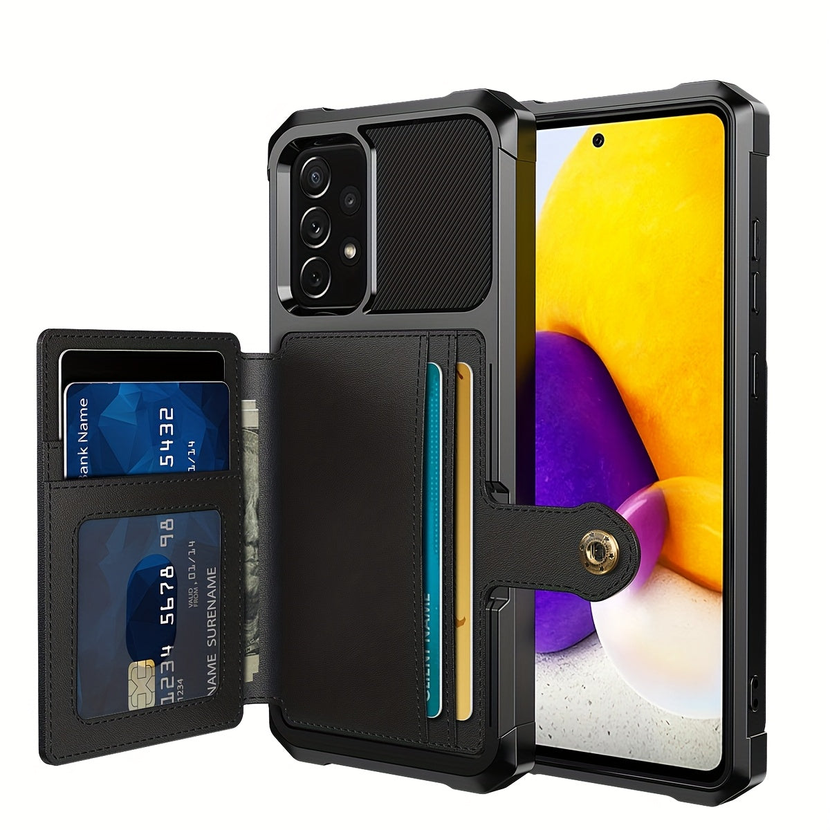 Faux Leather Card Holder Phone Case for Galaxy A55 5G A35 5G with Card Slot Shockproof Durable TPU Flip Wallet