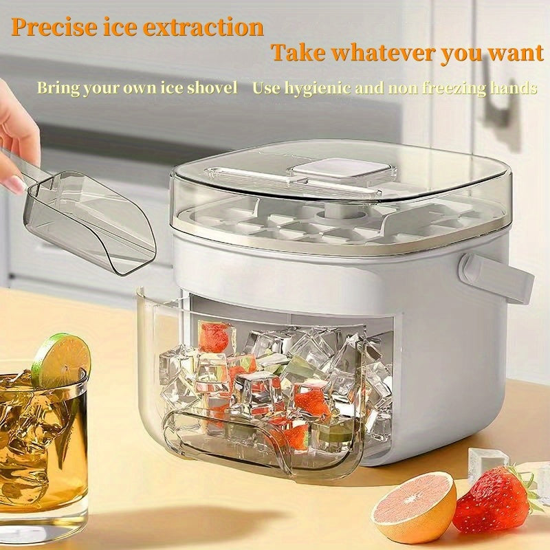 Portable Double-Layer Ice Cube Tray with 48 Slots, 2 Colors, Shovel