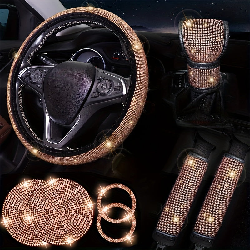 Artificial Rhinestone Car Interior Decoration 8Pcs Set Sparkling Auto Accessories