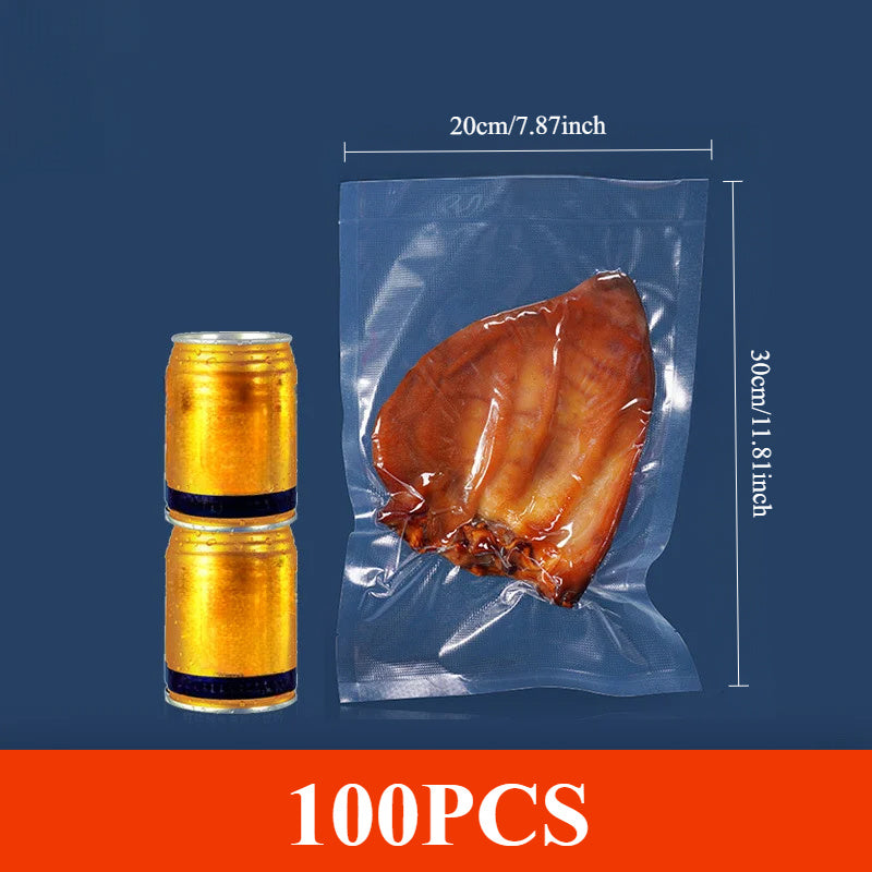 Qayta ishlatiladigan oziq-ovqat saqlash vakuumli qoplar 100 ta paket, yangi saqlash va tartib uchun