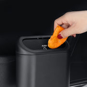 Mini Car Trash Can Bin With Lid Leakproof Hanging Garbage Bin Black