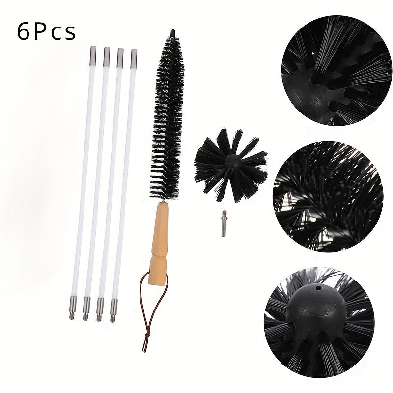 Portativ Chimney Tozalash Cho'tkasi To'plami - Mustahkam Galvanizlangan Temir Sim Cho'tkalar va Qulay Ventilyatsiya va Kanal Tozalash uchun Ergonomik Plastik Tutqichni o'z ichiga oladi - Foydalanish uchun oson tutqich va maxsus funksiyalarni taqdim etadi.