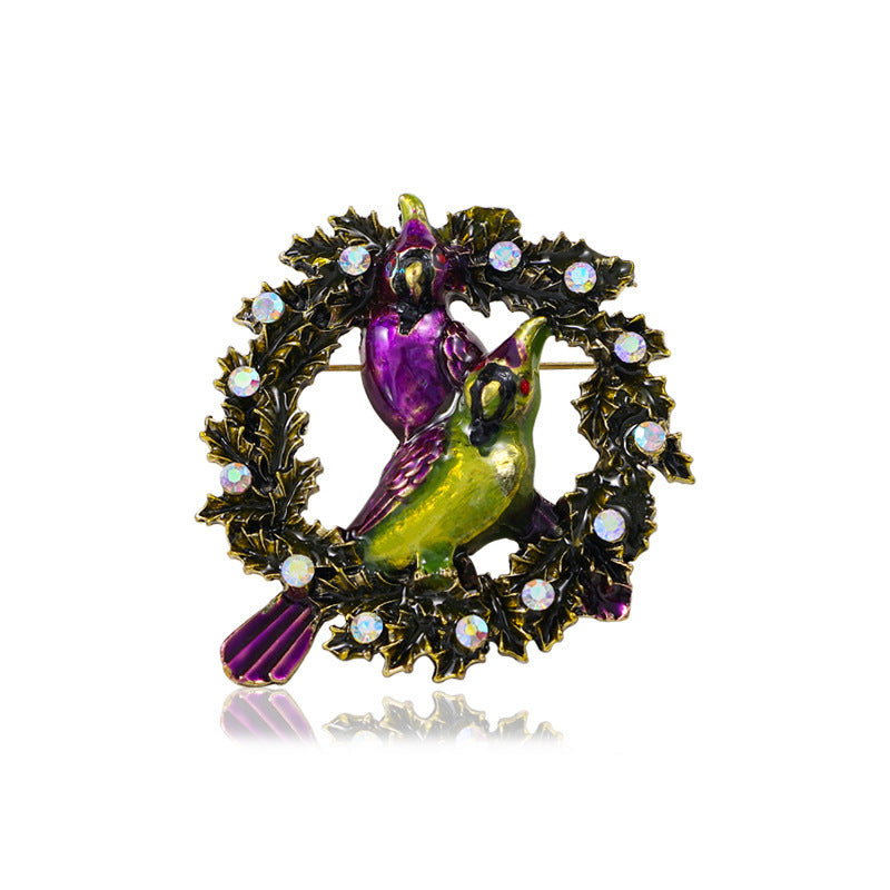 Броши в виде птичьего венка с rhinestones, дизайн животного, 3D-имитация, ювелирные аксессуары