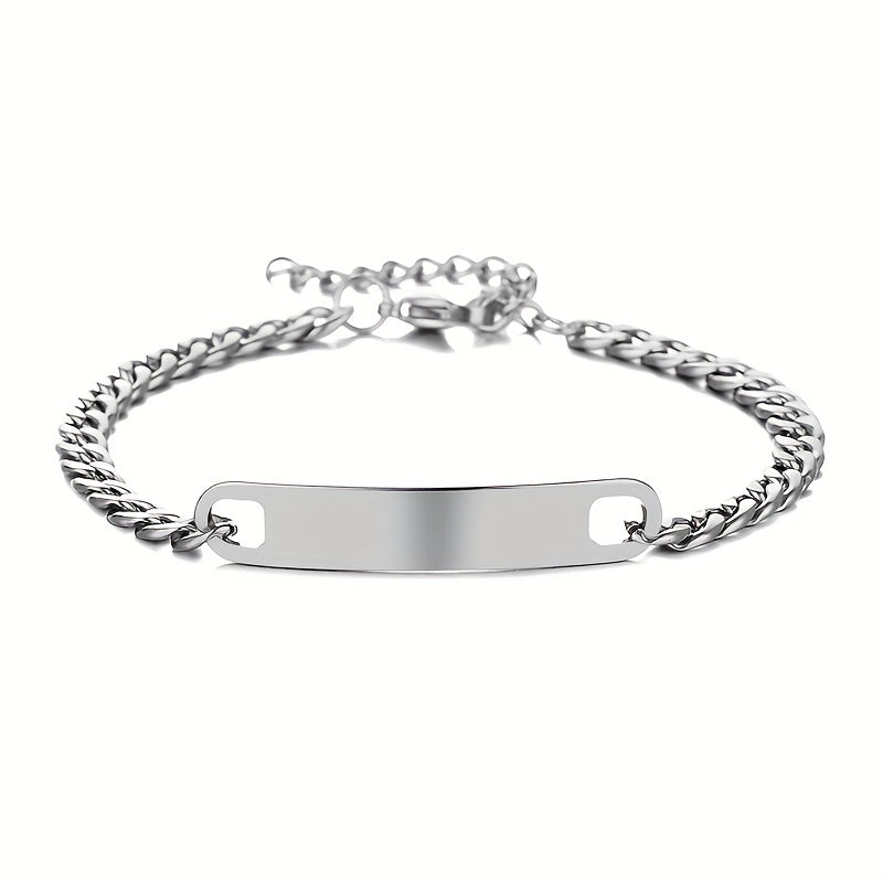 Stainless Steel Men's Bracelet 12mm Cuban Chain Retro Style Smooth Curved