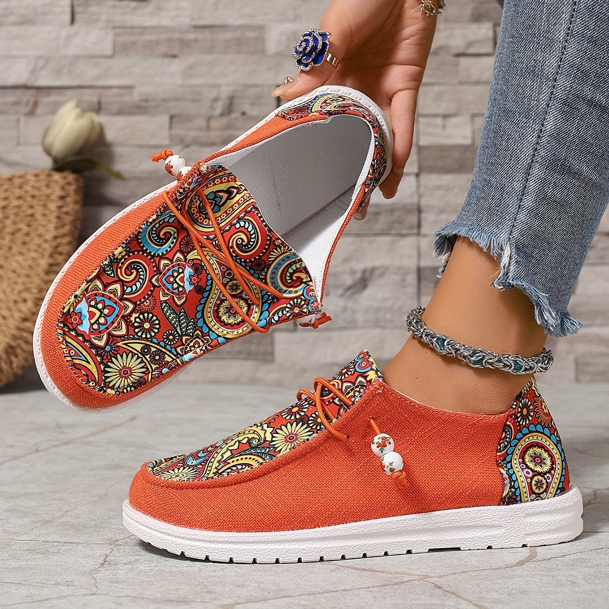 Women's Bohemian Beaded One-Kick Sandals Casual Summer Footwear