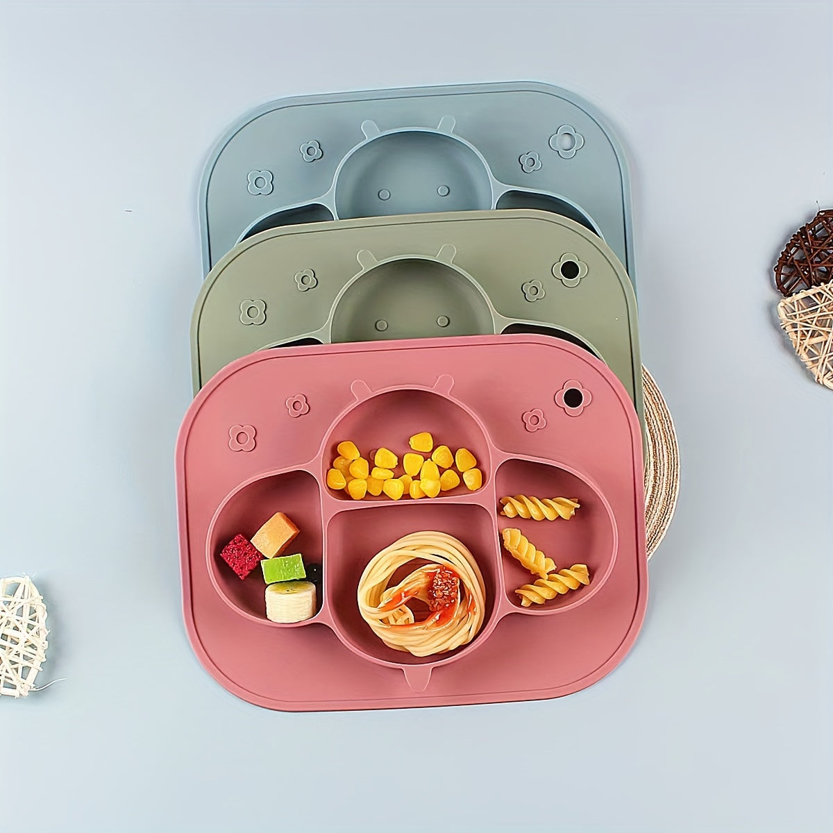 Children's Silicone Dinner Plate with Animal Patterns, High Temperature Resistant, Easy to Clean