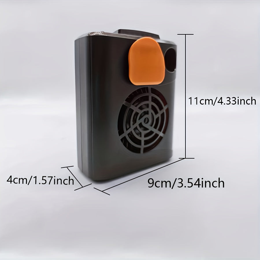 Orange Portable Wearable Neck Fan with Clip-On Design, Long Battery Life, Adjustable Speed