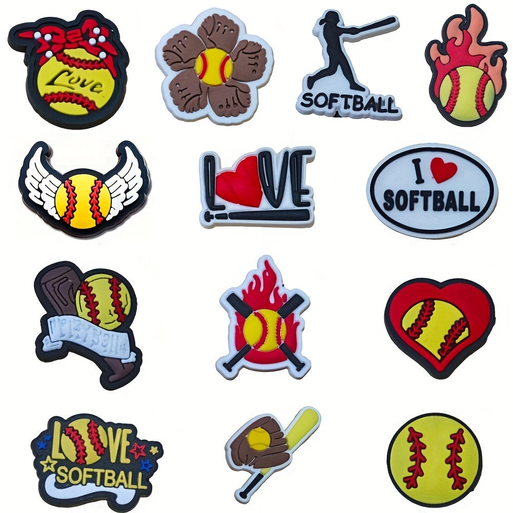Unisex Softball Shoe Charms for Clog Sandals Sports Balls 6-13 Pcs