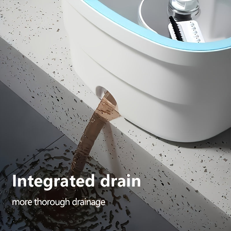 Wheat Straw Spin Mop and Bucket Set with Separate Dirty Water Compartment