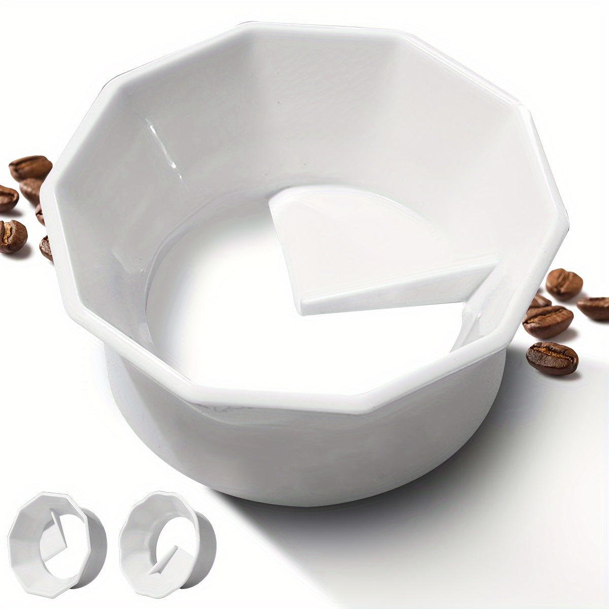 Набор дозирующих воронок и инструментов для распределителя кофе эспрессо для кофеварок Moka. Включает в себя роторные кольцевые дозаторы порошка и инструмент для выравнивания кофе для легкого распределения и утрамбовки молотого кофе в кофейниках Moka.