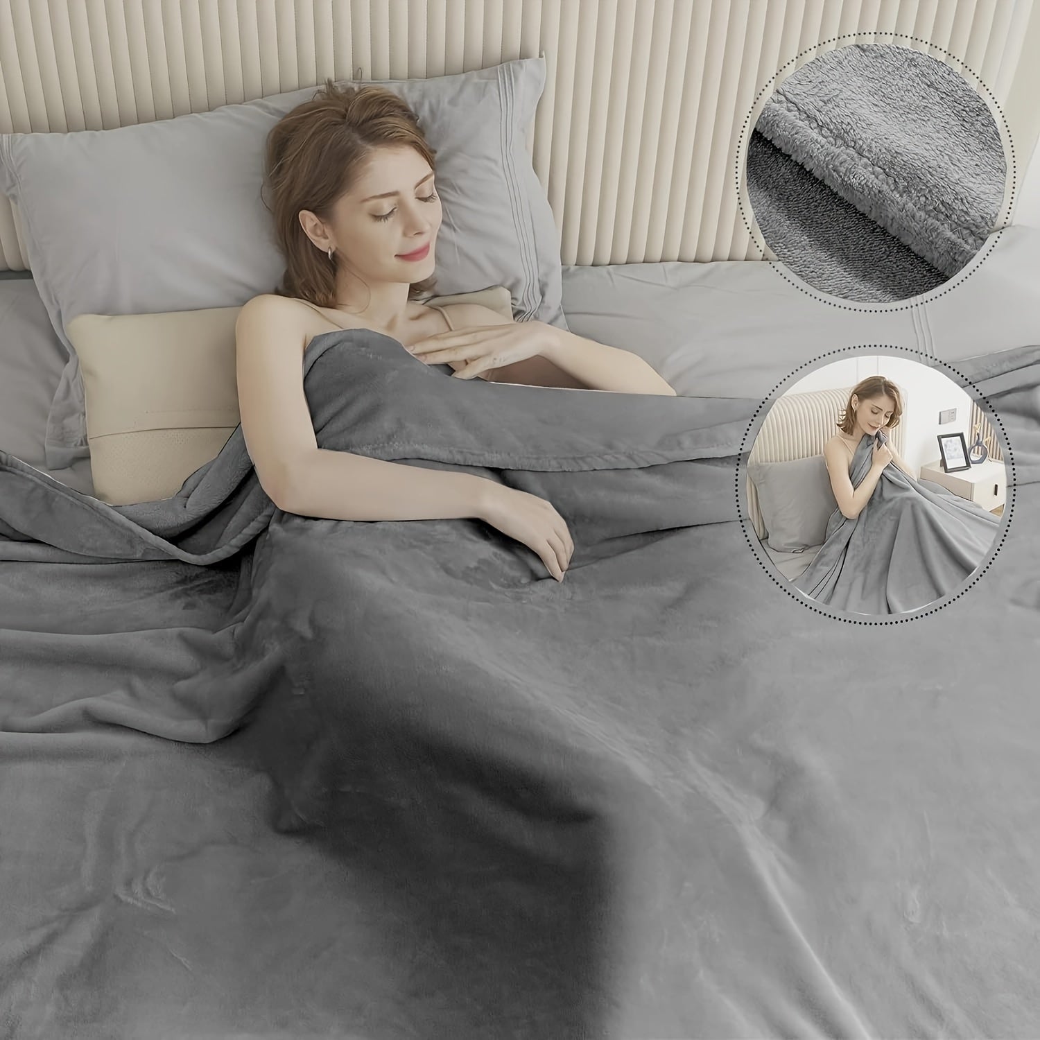 Manta reversible de poliéster con forro polar ultra suave sin pelusas para todas las estaciones, acogedora para cama, sofá y sillón