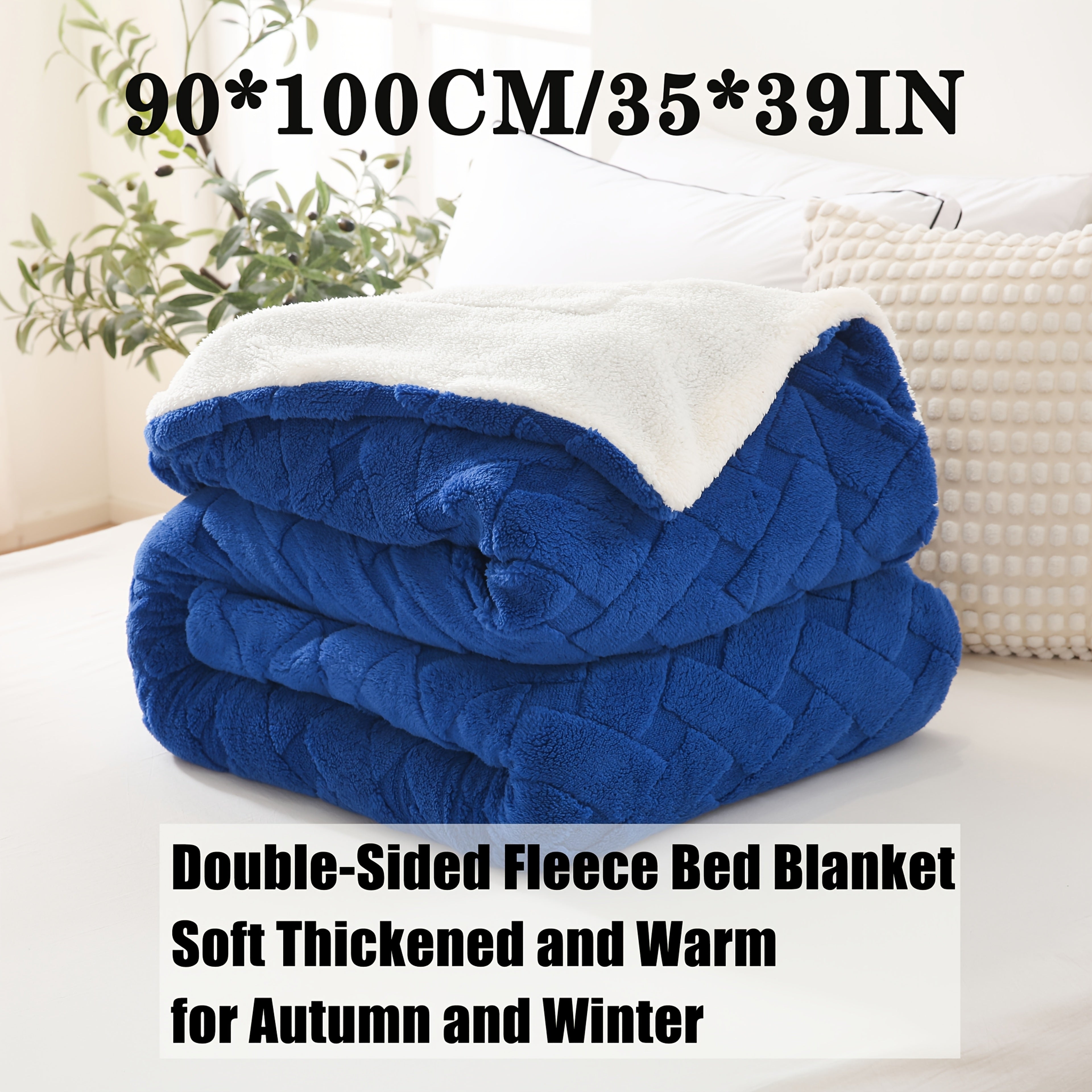 Sherpa Argyle Christmas Blanket Soft Warm Cozy Double-Layer for Bedroom Sofa Office