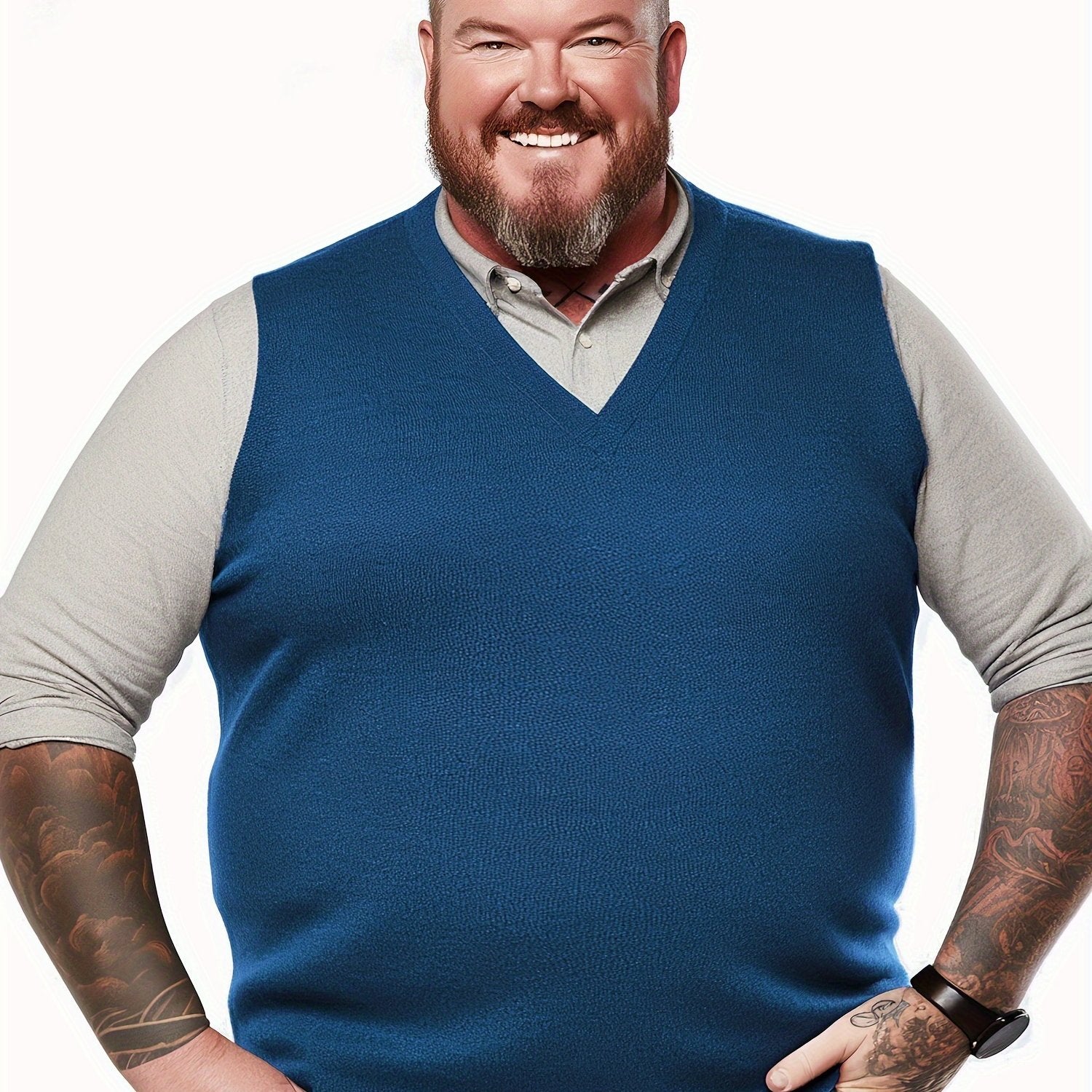 Erkaklar uchun Katta O'lchamdagi Yengsiz Trikotaj Sviter Vest, Qora Yashil rangda, V-shaklidagi detali bilan. Golf va Ofis Kafesi uchun ideal, Mashinada yuvish mumkin, Zamonaviy Chiziqli Qo'ltiq joylari, mustahkam Spandexdan tayyorlangan.