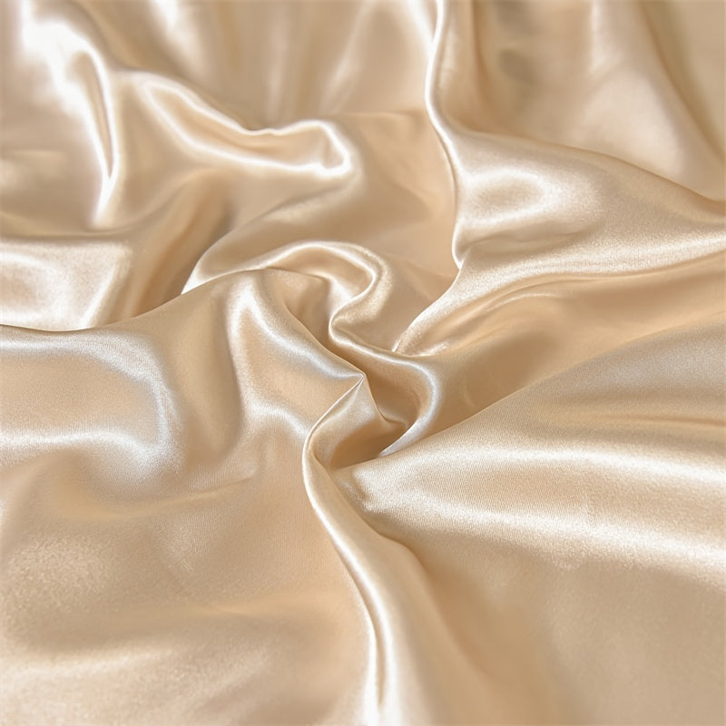 Juego de 4 sábanas de satén para ropa de cama incluye sábana superior, sábana ajustable y fundas de almohada, lujoso dormitorio, habitación de invitados