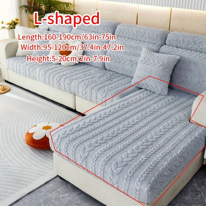 Wheat Sheaf Pattern Plush Sofa Cover Elastic Fit for 1-4 Seater Non-Slip Machine Washable