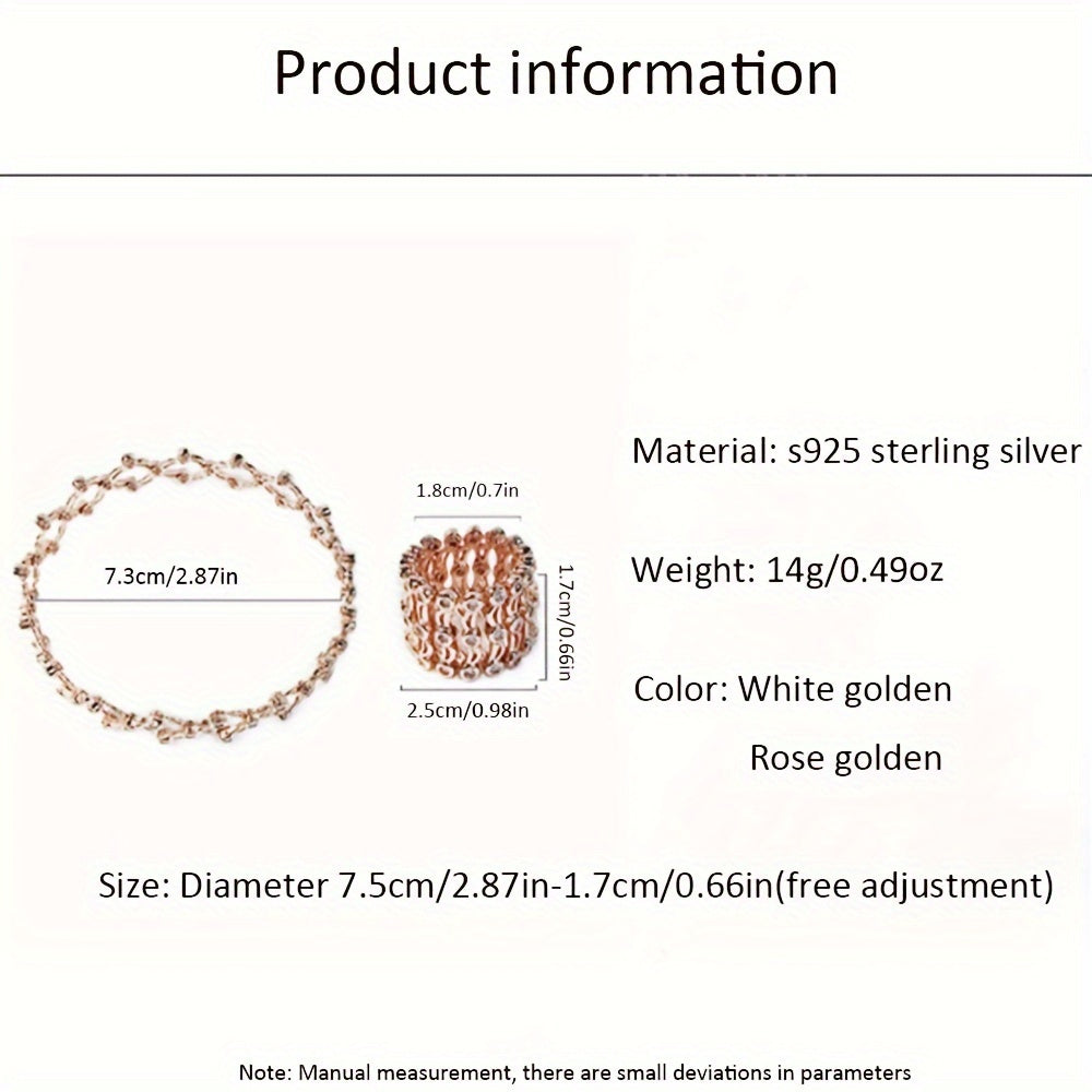 Sterling Silver Transformable Ring Bracelet Cubic Zirconia Jewelry Unisex