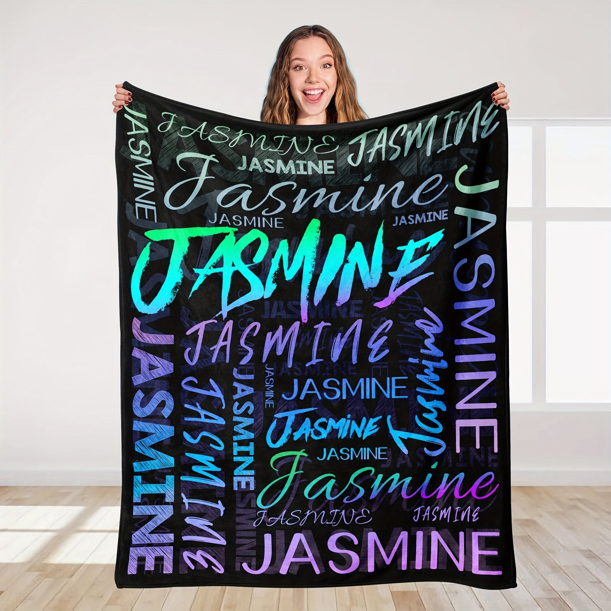 Personalized Soft Flannel Blanket Custom Name All-Season Throw for Office Chair Picnic Travel