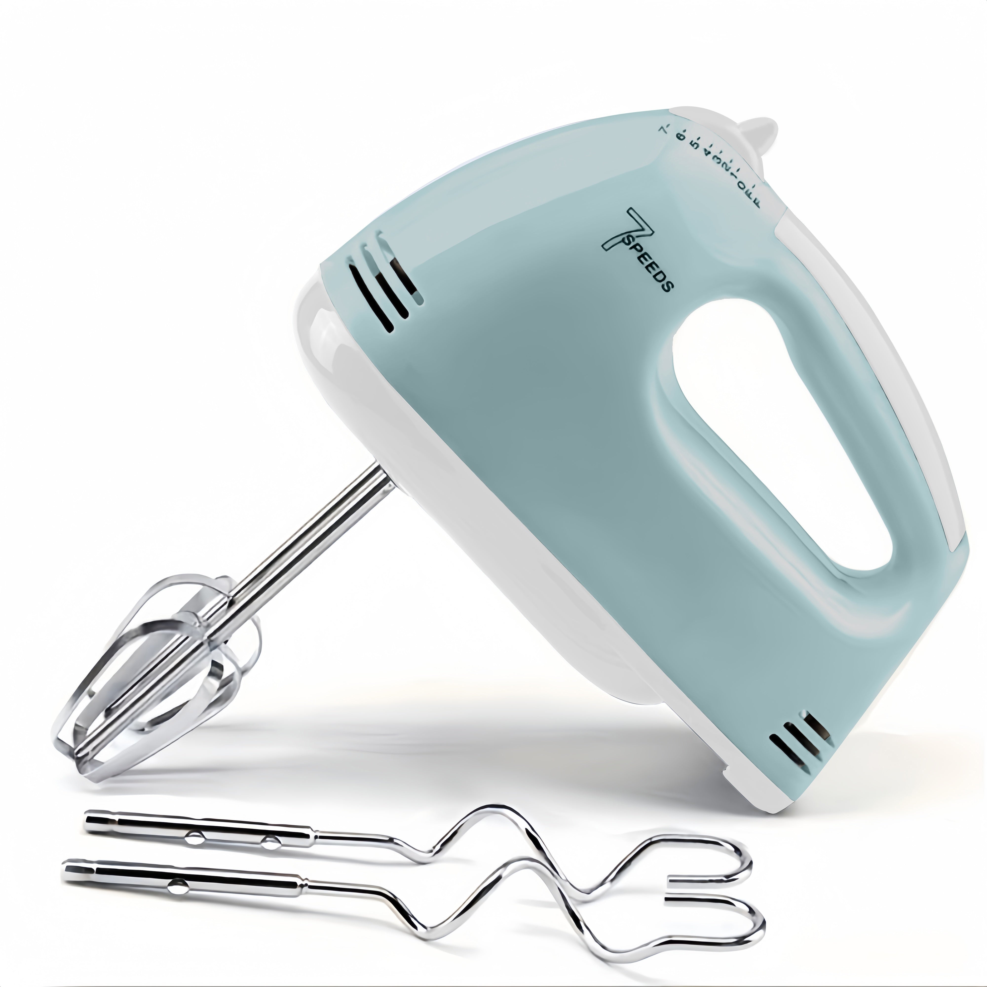 7-Speed Handheld Electric Mixer Set with Whisk and Egg Beater, Metal Kitchen Appliance