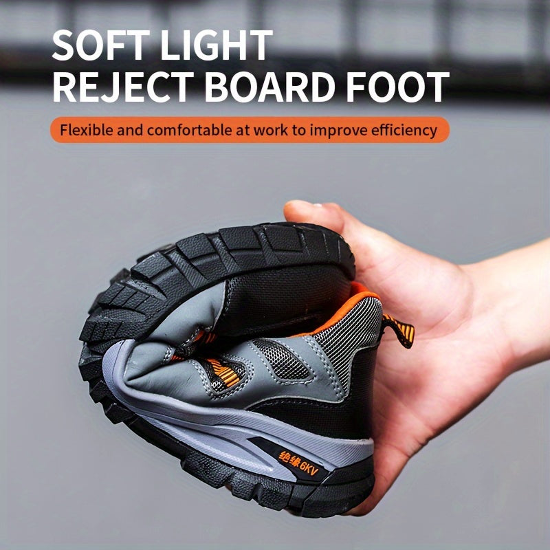Мужские рабочие туфли со стальным носком, прокалывание устойчивой резиновой подошвой, дышащие, легкие