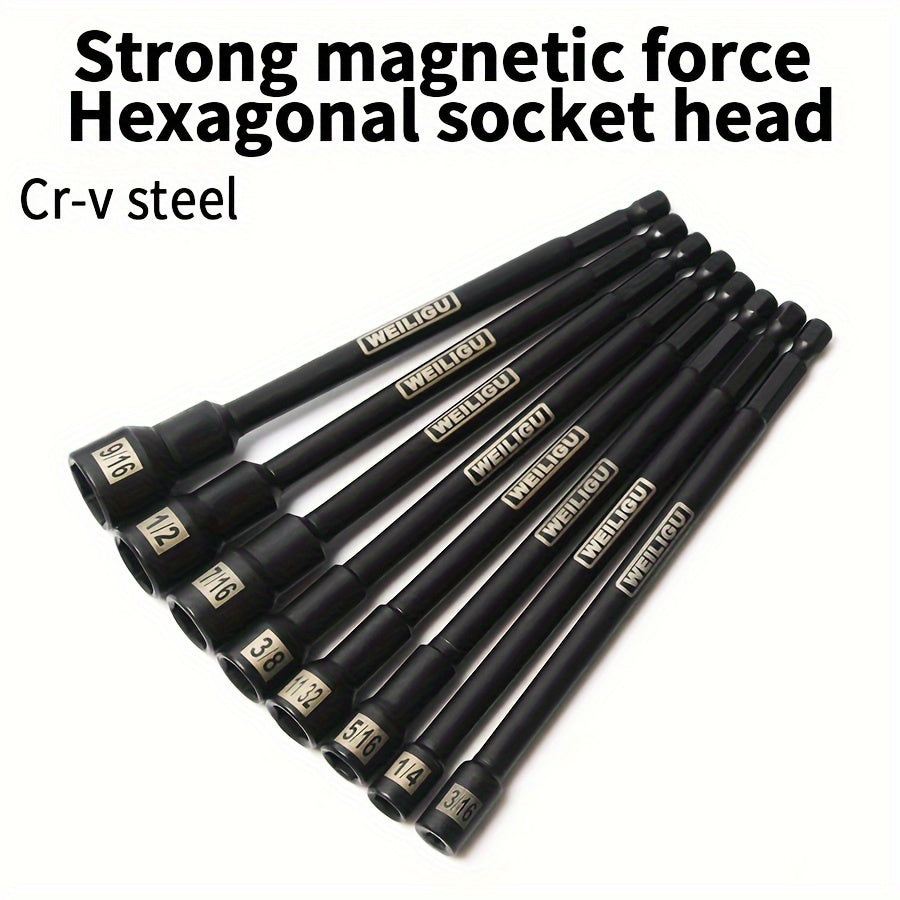 Magnetic Socket Set Black Chrome Vanadium Steel 150mm Extension