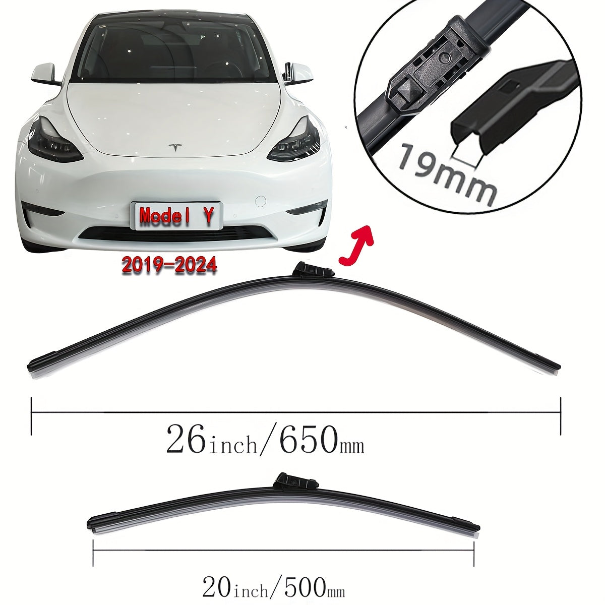 Car Wiper Blade Set for Tesla Models X Y 71.12cm and 45.72cm Replacement