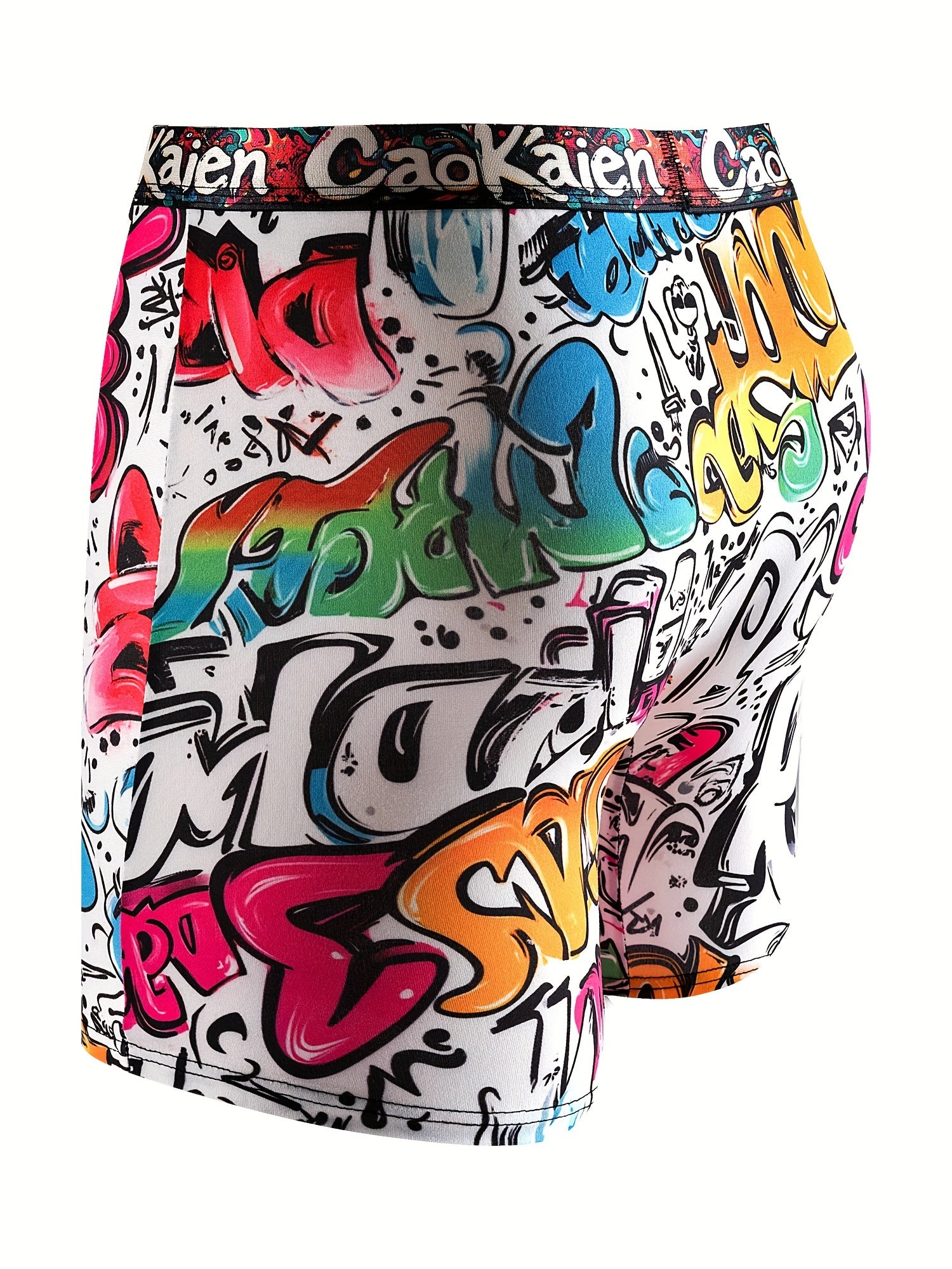 Men's Boxer Briefs 5 Pack Graffiti Style Geometric Pattern Polyester Blend Elastic Waist