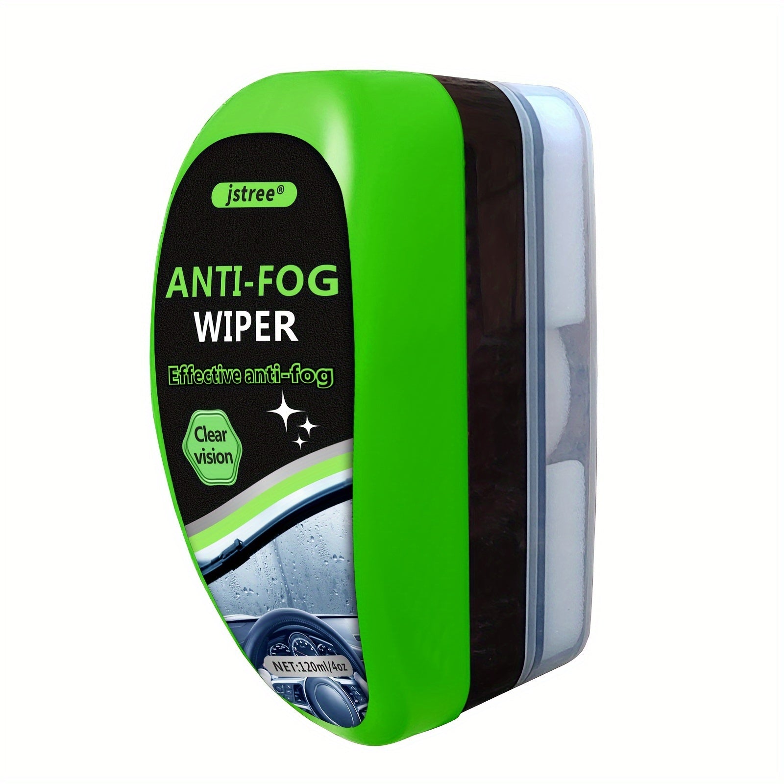 Car Windshield Wiper Anti-Fog 120ml with Sponge Base for Clear Rain Fog Green black