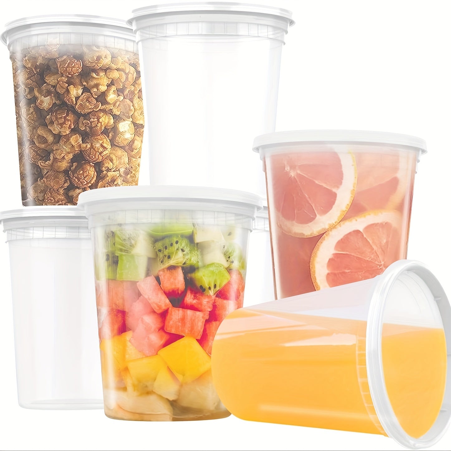 Pack of 10 32oz Plastic Food Containers with Lids for Storage and Microwave