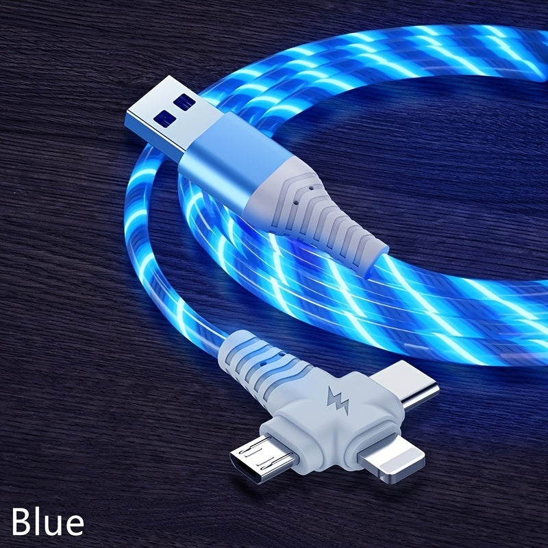 3-in-1 USB Charging Cable for iPhone, Type-C, Micro USB, 10-20W, PVC Material