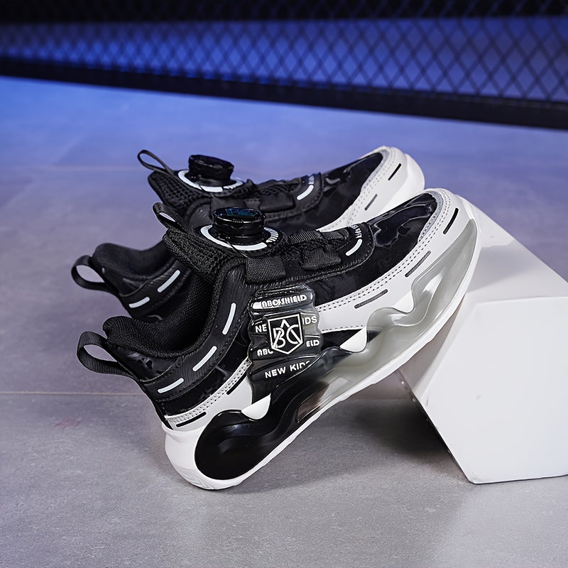 Girls Casual Platform Sneakers with Rotating Button Shock-Absorbing Running Basketball Shoes