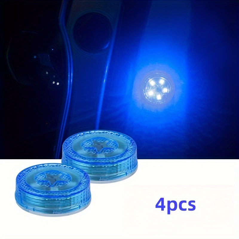Red LED Car Door Warning Lights 4 Pack Circular Patterned Surface Durable Plastic
