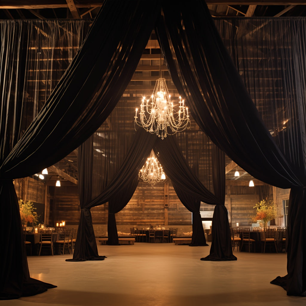 Black Gauze Wedding Arch Drapes Chiffon Fabric Backdrop for Weddings and Events 8m