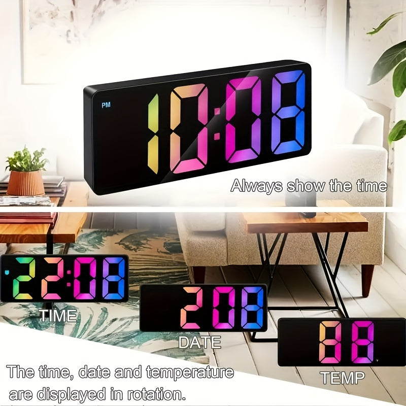 LED Alarm Clock with Temperature Display Silent USB Powered for Bedroom Home Decor