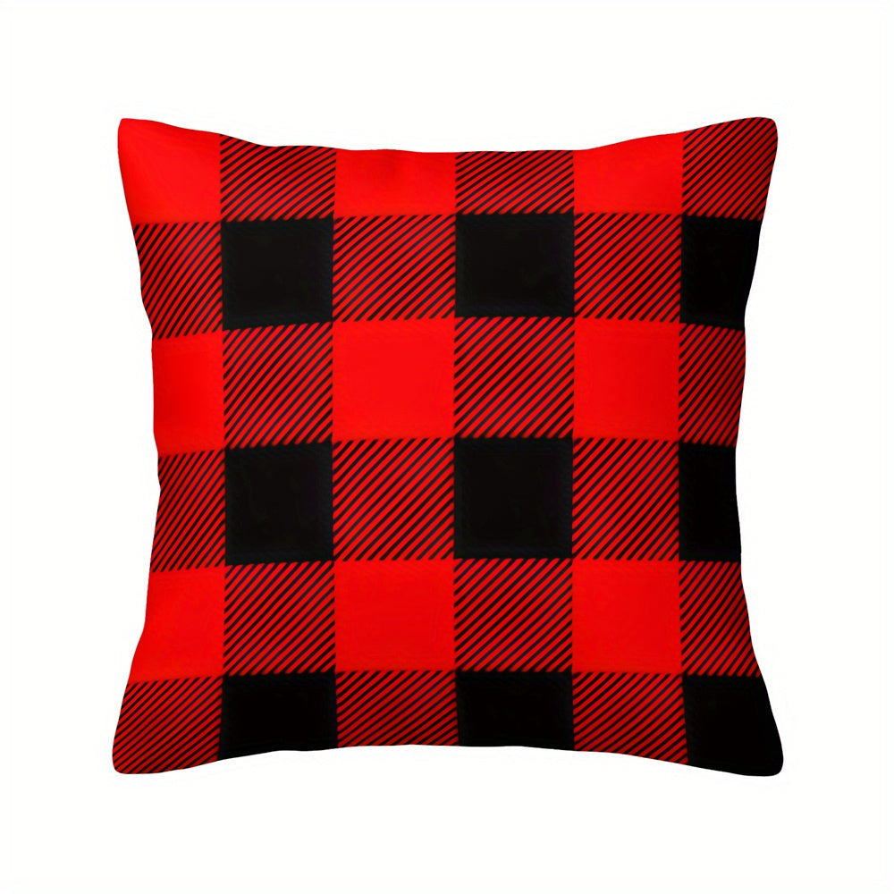 Zippered Plush Buffalo Plaid Pillow Covers Set of 4 Machine Washable Home Decor