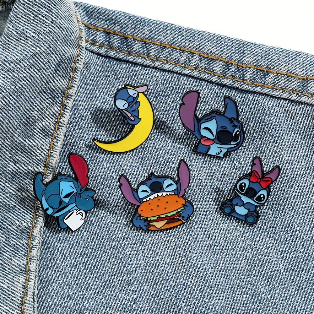 Set of 8 Cartoon Animal Enamel Pins for Backpacks and Clothing Cute Brooch Badges for Gifts