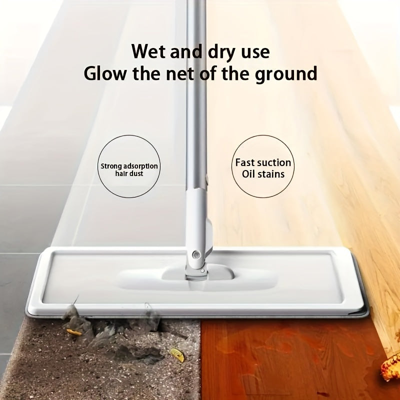 Reusable Flat Mop Set with Bucket for Wet Dry Cleaning on Tiles Marble Wood Floors
