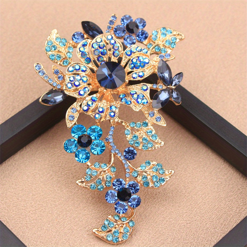 Rhinestone Floral Brooch Faux Flower Pin for Outfits Purses Hats Unconventional Shape