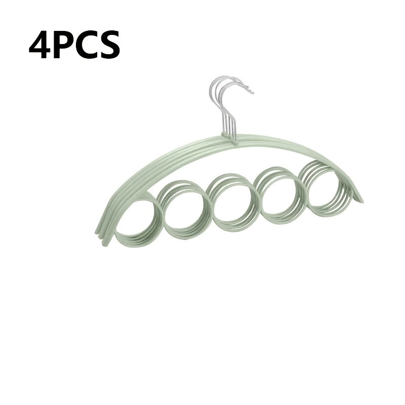 5-Ring Scarf Rack Wardrobe Organizer with Nordic Design and Plastic Hangers