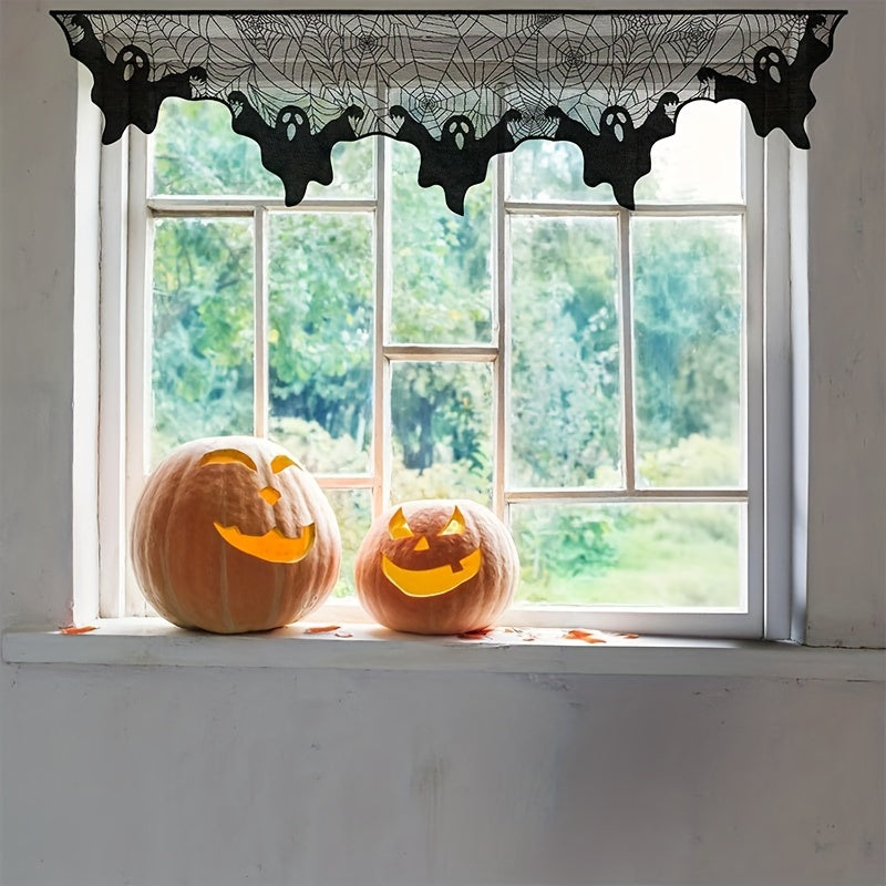 Qora tikanli to‘qilgan aragnid tarmog‘i pechka qopqog‘i uchun mato G‘arbiy gotik Halloween bezaklari