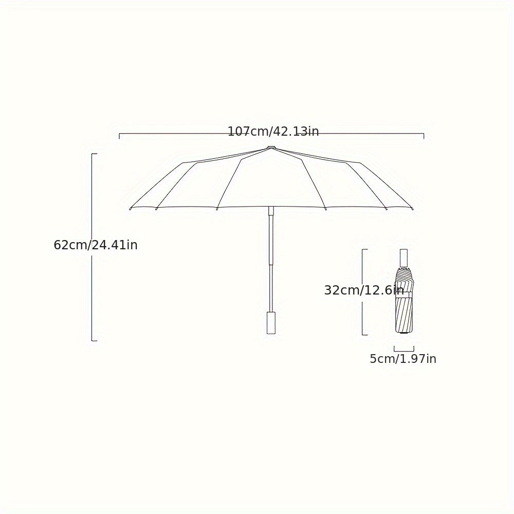 Erkaklar va ayollar uchun avtomatik soyabon 60 suyak bilan mustahkamlangan, shamolga chidamli, UV himoyali, bardoshli va zamonaviy tutqich bilan