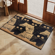 Durable Cartoon Cat Welcome Mat Non-Slip Easy Clean Low Pile Polyester Rug